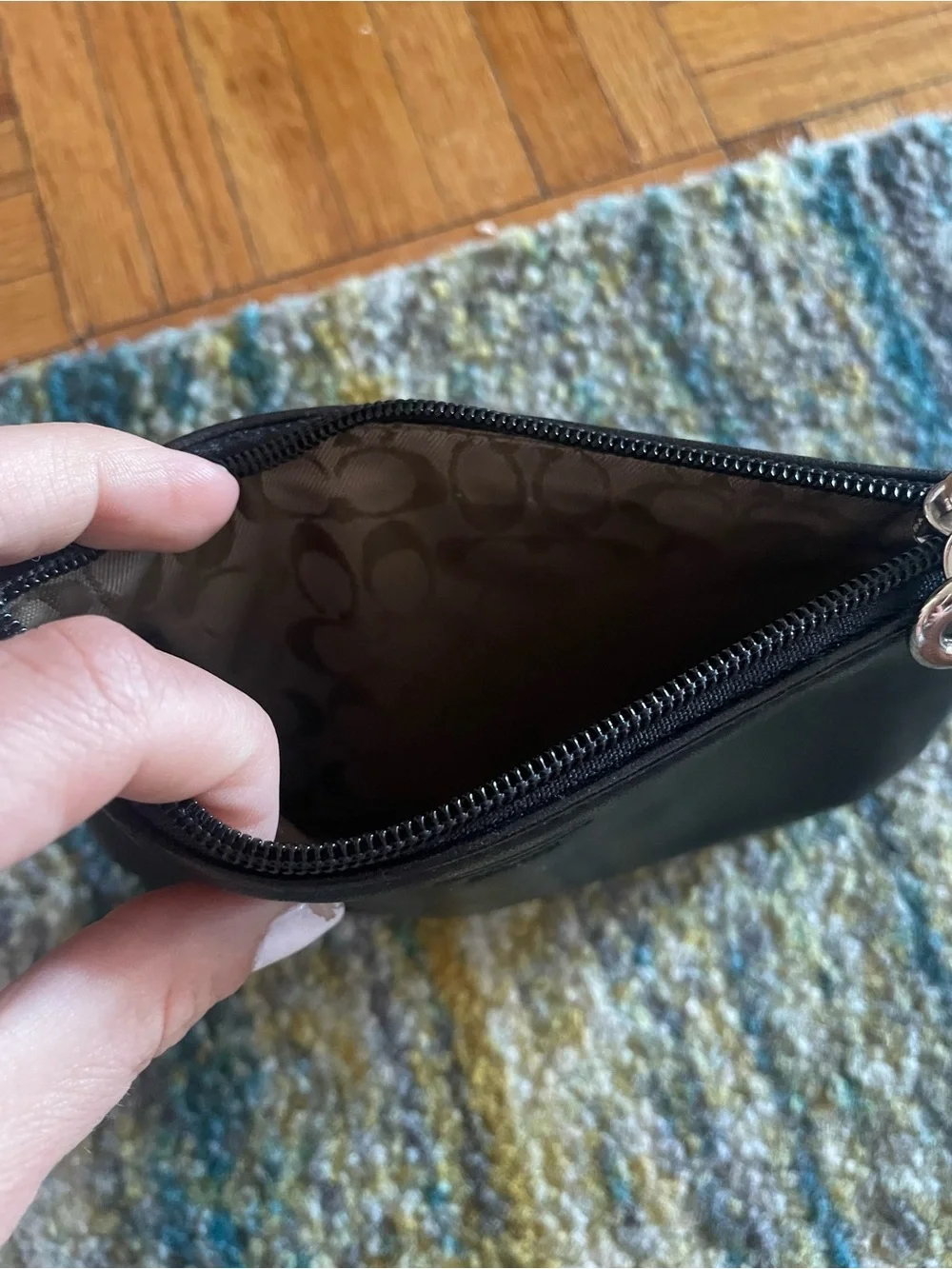 Coach Black Leather Zip Pouch Wallet